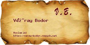Váray Bodor névjegykártya